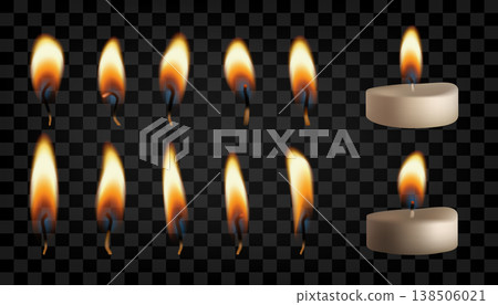 White tea candle, burning match. Light wedding romantic fire, 3d diwali heating flame. Golden shining paraffin cylinder, spa style glow. Round realistic tealight lamp sparkle, burnt flashlight lantern White tea candle, burning match. Light wedding romantic fire, 3d diwali heating flame. Golden shining paraffin cylinder, spa style glow. Round realistic tealight lamp sparkle, burnt flashlight lantern 138506021