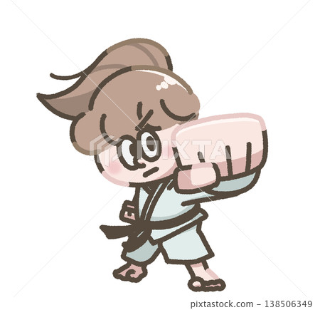 一幅兒童練習空手道的插圖 一幅兒童練習空手道的插圖 138506349