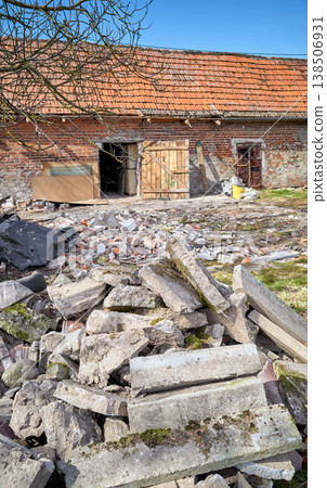 Demolition of an old building in the garden. Demolition of an old building in the garden. 138506931