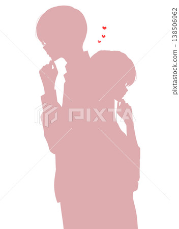 A man and a woman, back to back, contemplating love; silhouettes. A man and a woman, back to back, contemplating love; silhouettes. 138506962