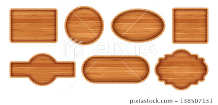 Wooden signs edged with rope Wooden signs edged with rope 138507131