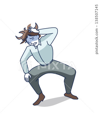 A tired businessman giving an explanation. A tired businessman giving an explanation. 138507145