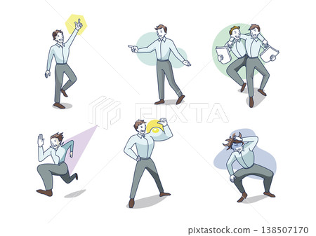 A set of businessmen's poses (shapes and abstract backgrounds) A set of businessmen's poses (shapes and abstract backgrounds) 138507170