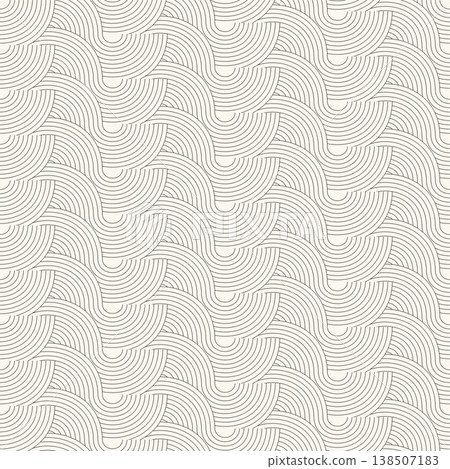 Seamless geometric striped wave pattern - minimal abstract vector background. Outline endless creative print - monochrome design 138507183