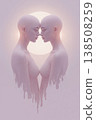 Two women's heads are shown in a close up 138508259