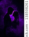 Couple is kissing in the air in a purple haze 138508261