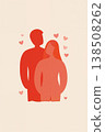 Man and woman are standing next to each other with hearts surrounding them 138508262