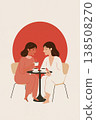 Two women sitting at a table with cups of coffee 138508270