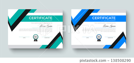 Modern creative certificate of achievement award design layout template. Professional design for achievement certificate, academic, graduation, appreciation, completion, diploma. Modern creative certificate of achievement award design layout template. Professional design for achievement certificate, academic, graduation, appreciation, completion, diploma. 138508290