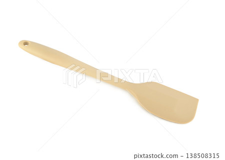 Beige silicone spatula for cooking and baking isolated on a white background. 138508315