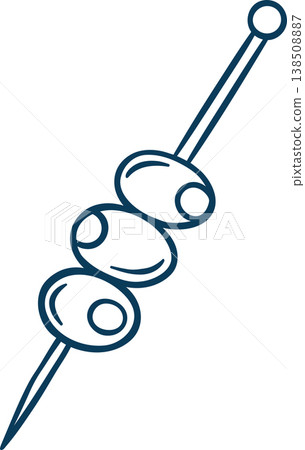 Elegant olive canapes, simple vector icon in doodle and sketch style with Mediterranean blue line. Hand-drawn appetizer for food menus or Mediterranean branding Elegant olive canapes, simple vector icon in doodle and sketch style with Mediterranean blue line. Hand-drawn appetizer for food menus or Mediterranean branding 138508887