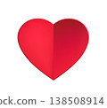 Red Paper Heart 3D Folded Valentine Love Symbol Romantic Card Element Vector Illustration 138508914