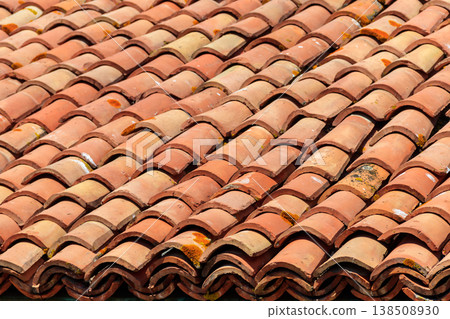 Old tiled roof texture for background Old tiled roof texture for background 138508930