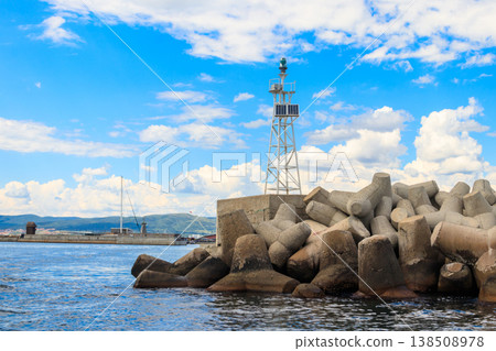 Modern lighthouse in a port of Nessebar, Bulgaria 138508978