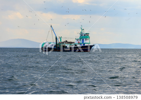 Fishing trawler at the Black sea in Bulgaria Fishing trawler at the Black sea in Bulgaria 138508979