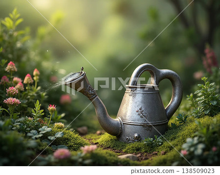 澆水壺和鮮花 138509023
