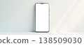 Modern smartphone mockup with blank screen minimal background 138509030