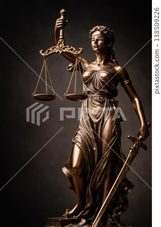 Lady justice statue with scales and sword symbol of law and fairness 138509226