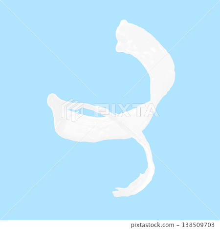Fresh milk splashes isolated on a white background, capturing smooth liquid motion with detailed droplets and creamy texture. 3d rendering Fresh milk splashes isolated on a white background, capturing smooth liquid motion with detailed droplets and creamy texture. 3d rendering 138509703