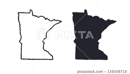 Minnesota USA state map silhouette and outline map. Vector shapes of us state, isolated on white. Perfect for infographics, geography design, education, and maps. Minnesota USA state map silhouette and outline map. Vector shapes of us state, isolated on white. Perfect for infographics, geography design, education, and maps. 138509718