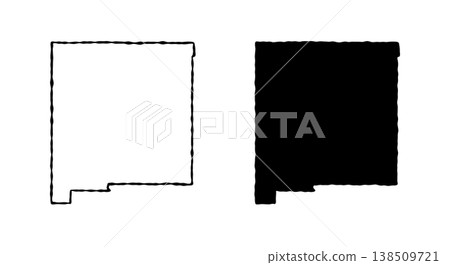 New Mexico USA state map silhouette and outline map. Vector shapes of us state, isolated on white. Perfect for infographics, geography design, education, and maps. New Mexico USA state map silhouette and outline map. Vector shapes of us state, isolated on white. Perfect for infographics, geography design, education, and maps. 138509721