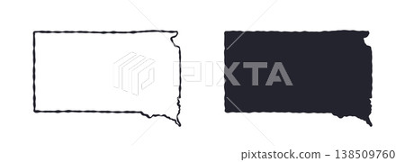 South Dakota USA state map silhouette and outline map. Vector shapes of us state, isolated on white. Perfect for infographics, geography design, education, and maps. South Dakota USA state map silhouette and outline map. Vector shapes of us state, isolated on white. Perfect for infographics, geography design, education, and maps. 138509760