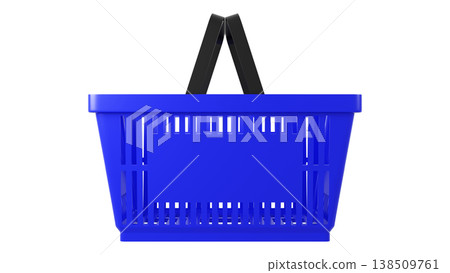 Plastic shopping basket, blue empty store basket, supermarket shopping cart concept, 3D rendering, isolated on white background, retail, grocery, consumer shopping, market container. Plastic shopping basket, blue empty store basket, supermarket shopping cart concept, 3D rendering, isolated on white background, retail, grocery, consumer shopping, market container. 138509761