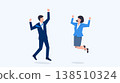 向量圖描繪了一男一女高舉雙臂歡呼雀躍。 138510324