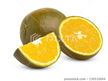 Juicy fresh chocolate brown orange and half with slice of chocolate orange isolated. Juicy fresh chocolate brown orange and half with slice of chocolate orange isolated. 138510844