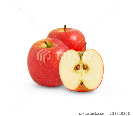 Red apple and a half isolated. Pink lady apples with cut isolated 138510868