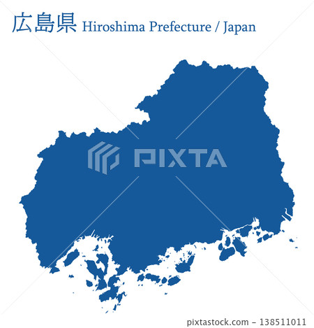 日本廣島縣地圖向量插圖素材 日本廣島縣地圖向量插圖素材 138511011