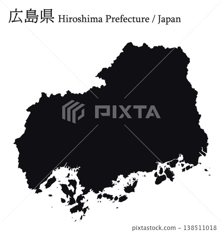 Vector illustration map material for Japan: Hiroshima Prefecture map Vector illustration map material for Japan: Hiroshima Prefecture map 138511018