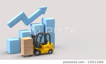Logistics Growth Concept With Forklift And Rising Chart 3d render. Logistics Growth Concept With Forklift And Rising Chart 3d render. 138511888
