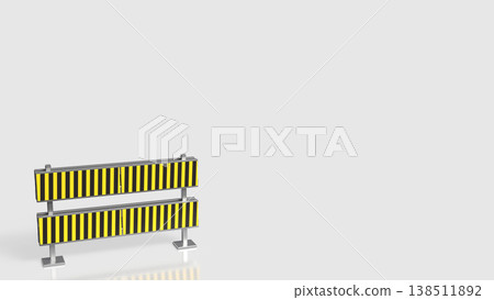 Yellow Black Metal Road Safety Barrier Sign 3d render. 138511892