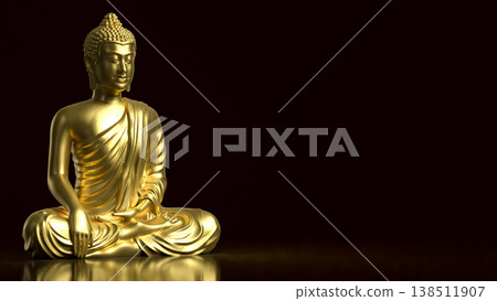 Golden Buddha Statue Meditation Spiritual Peace Concept 3d render. Golden Buddha Statue Meditation Spiritual Peace Concept 3d render. 138511907