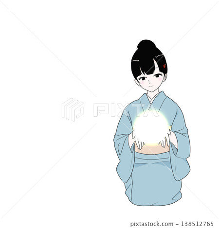 A woman in a kimono holding out a ball of light (image of hope, healing) A woman in a kimono holding out a ball of light (image of hope, healing) 138512765