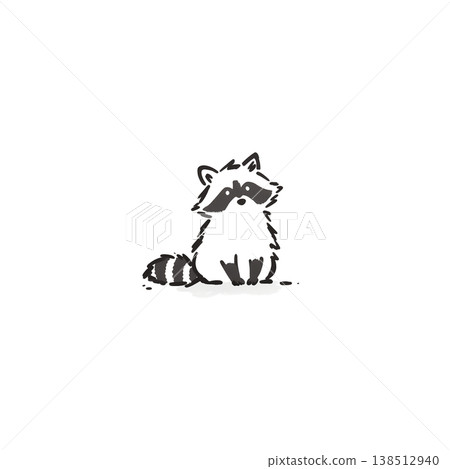 Raccoon ink painting illustration: A charming, traditional Japanese ink painting image with no background. Raccoon ink painting illustration: A charming, traditional Japanese ink painting image with no background. 138512940