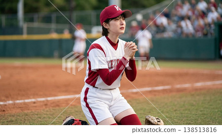 女子壘球比賽的場景。 138513816