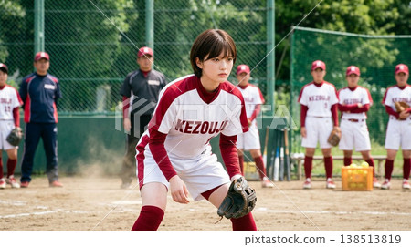 女子壘球比賽的場景。 138513819