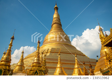 Beautiful view of Shwedagon pagoda is Yangon's most famous landmark in Myanmar. Shwedagon Pagoda enshrines strands of Buddha's hair and other holy relics. Beautiful view of Shwedagon pagoda is Yangon's most famous landmark in Myanmar. Shwedagon Pagoda enshrines strands of Buddha's hair and other holy relics. 138513962