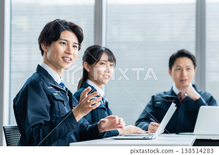 Engineers holding a meeting. Filming assistance provided by: Denpa Gakuen Educational Foundation, Tokyo Electronics College. Engineers holding a meeting. Filming assistance provided by: Denpa Gakuen Educational Foundation, Tokyo Electronics College. 138514283