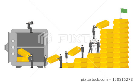 Leadership Guidance for All In Gold Bullion Investment Goal During Economic Downturn with Team Moving Assets from Secure Safe Vault for Future Profit Leadership Guidance for All In Gold Bullion Investment Goal During Economic Downturn with Team Moving Assets from Secure Safe Vault for Future Profit 138515278