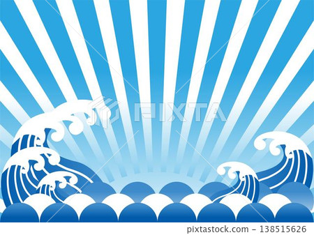 Japanese-style wave and sunburst frame, background illustration material, New Year's/New Year's card material Japanese-style wave and sunburst frame, background illustration material, New Year's/New Year's card material 138515626