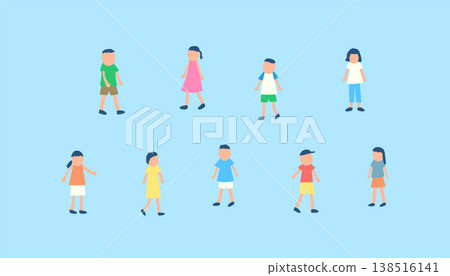 Illustration set of children spending summer 138516141