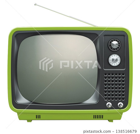 Retro television with a bright green frame and blank screen, perfect for design. Retro television with a bright green frame and blank screen, perfect for design. 138516679