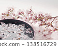Cherry blossoms floating in water 138516729