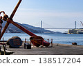 The large anchor in Nagasaki Port and the Megami Bridge 138517204