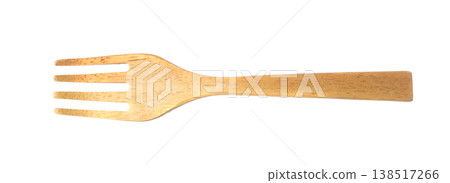 wooden fork isolated on a white background 138517266