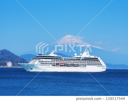 Shizuoka Prefecture: Cruise ship Regatta and Mount Fuji, March 138517344
