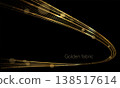 An isolated gold arc of fine, glittering tinsel on a black background 138517614
